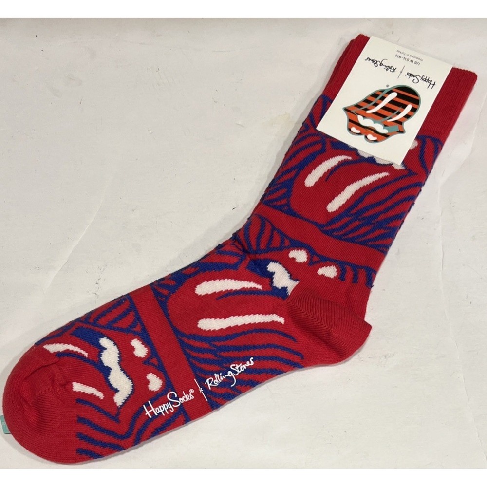 New $16 Happy‎ Socks Rolling Stones Combed Cotton Crew Socks 5.5–9.5